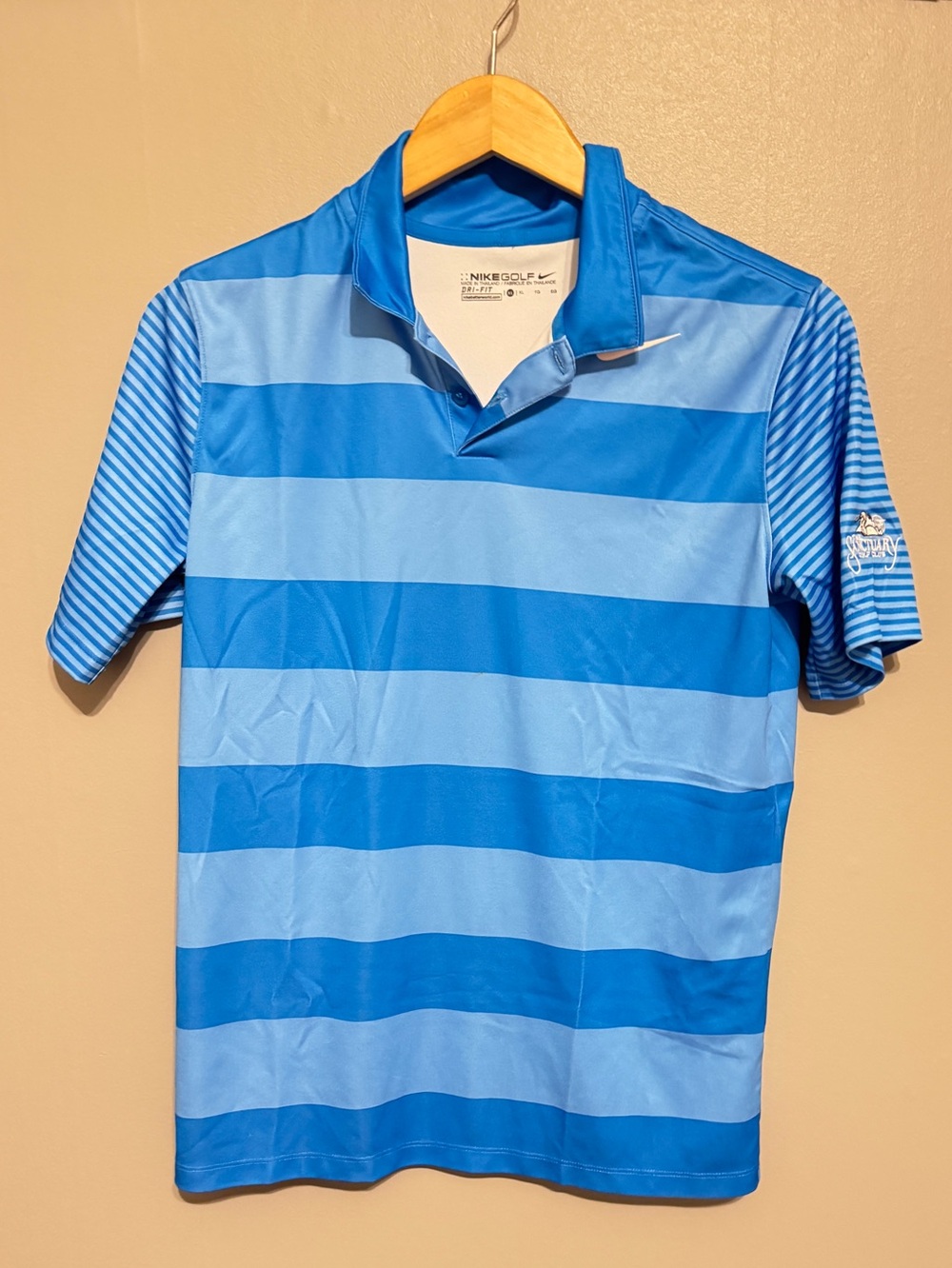 Nike Golf Boy’s Blue Striped Polo Shirt - size Med